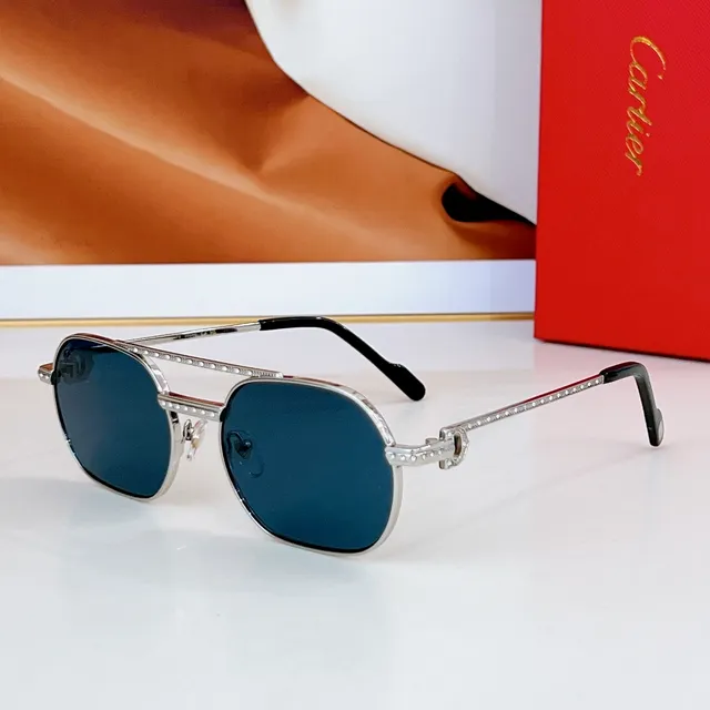 Cartier Dorado Marrón Cristal-Embellecido Patillas Forma de Escudo Lentes Gafas de Sol 3