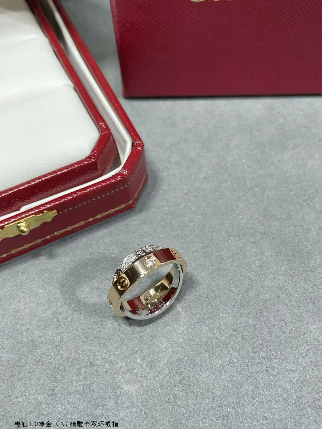 Cartier Juste un Clou Double Ring Gold Pavé Diamond Red Enamel Ring 5