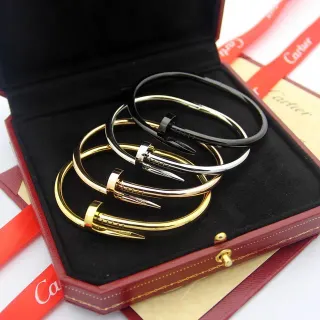 Cartier Juste un Clou Gold Black Nail-Head Motif Rigid Bangle Bracelet