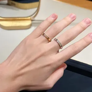 Cartier Juste un Clou গোল্ড সিলভার হেক্সাগোনাল লিংক ব্যান্ড প্যাভে-সেট স্টোন আংটি