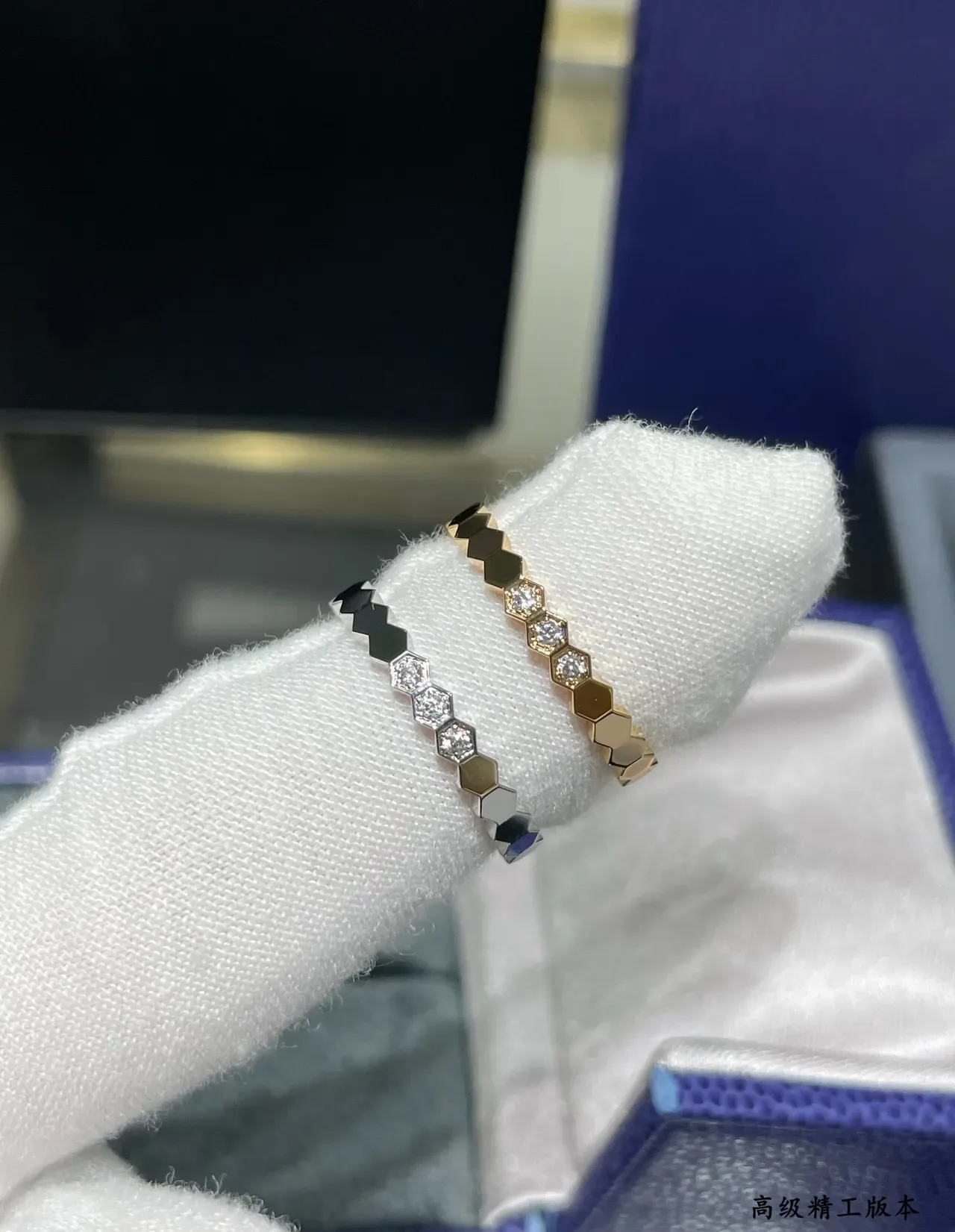 Cartier Juste un Clou Gold Silver Hexagonal-Link Band Pavé-Set Stones Ring 4