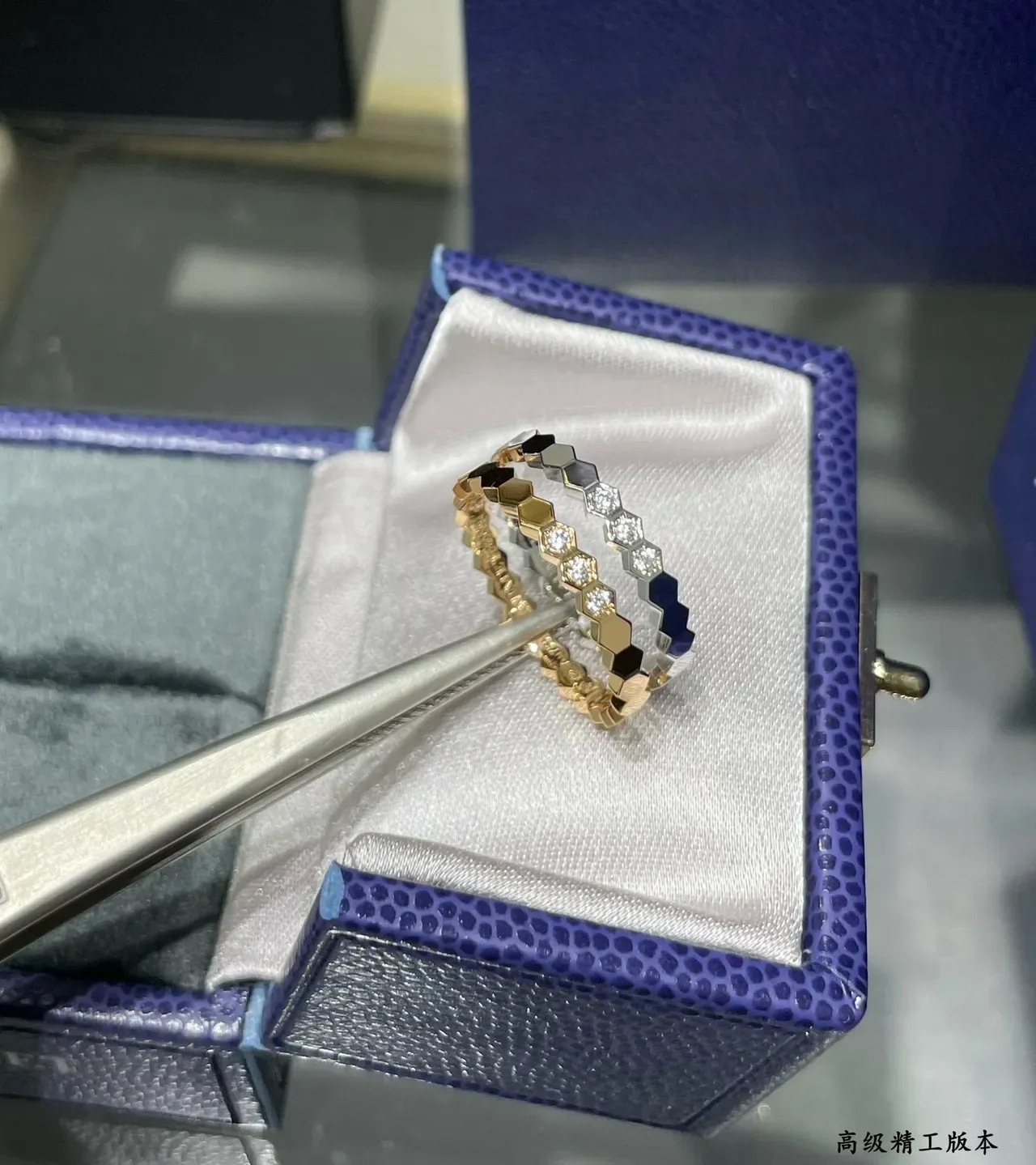 Cartier Juste un Clou Gold Silver Hexagonal-Link Band Pavé-Set Stones Ring 5
