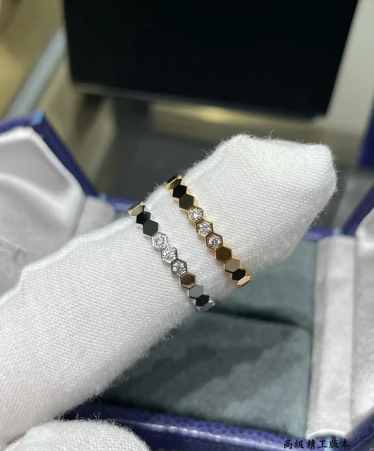 Cartier Juste un Clou Gold Silver Hexagonal-Link Band Pavé-Set Stones Ring 6