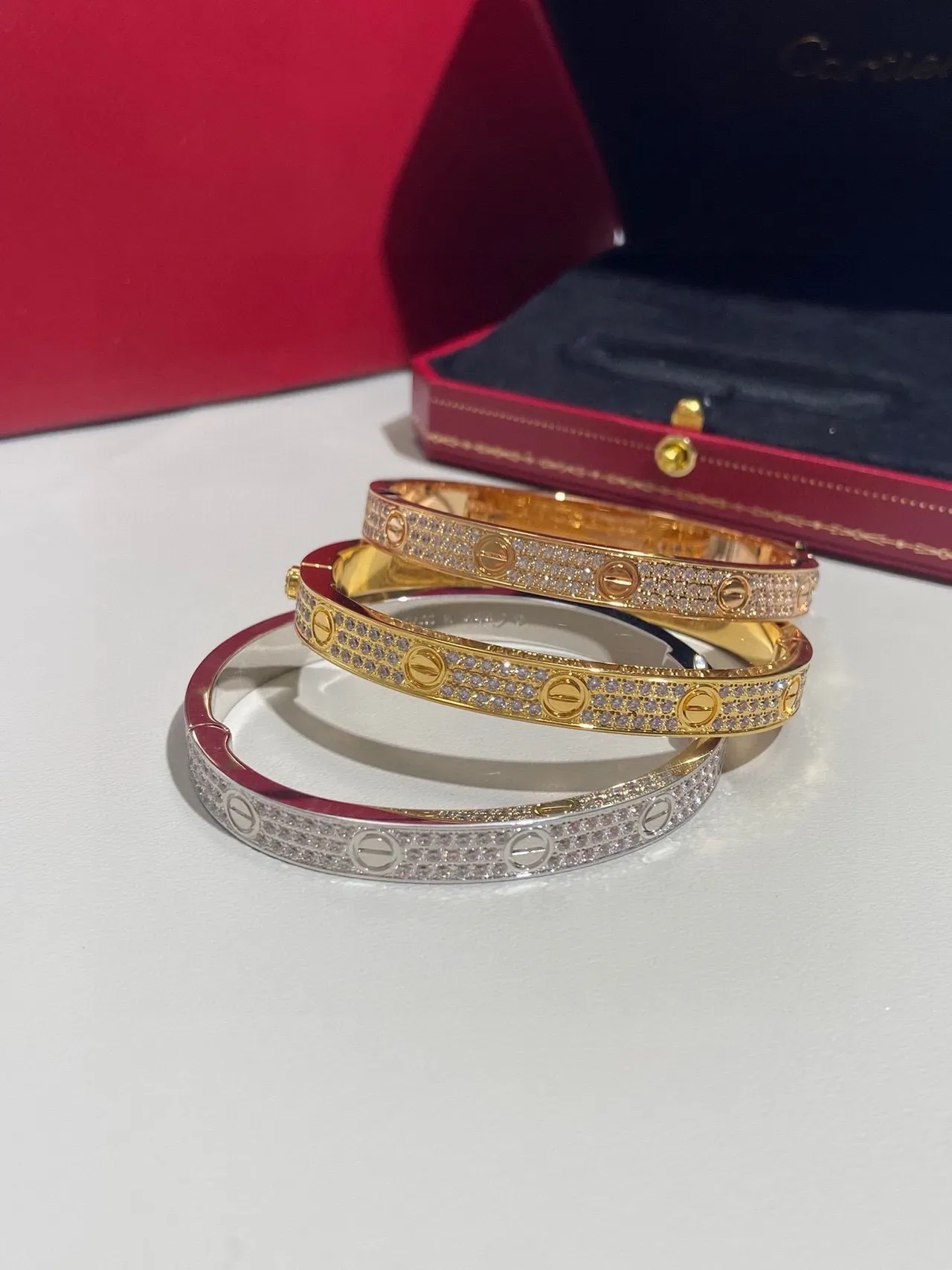 Cartier Juste un Clou Gold Silver Rectangular Bar Profile Five Bezel-Set Round Stones Bracelet 5