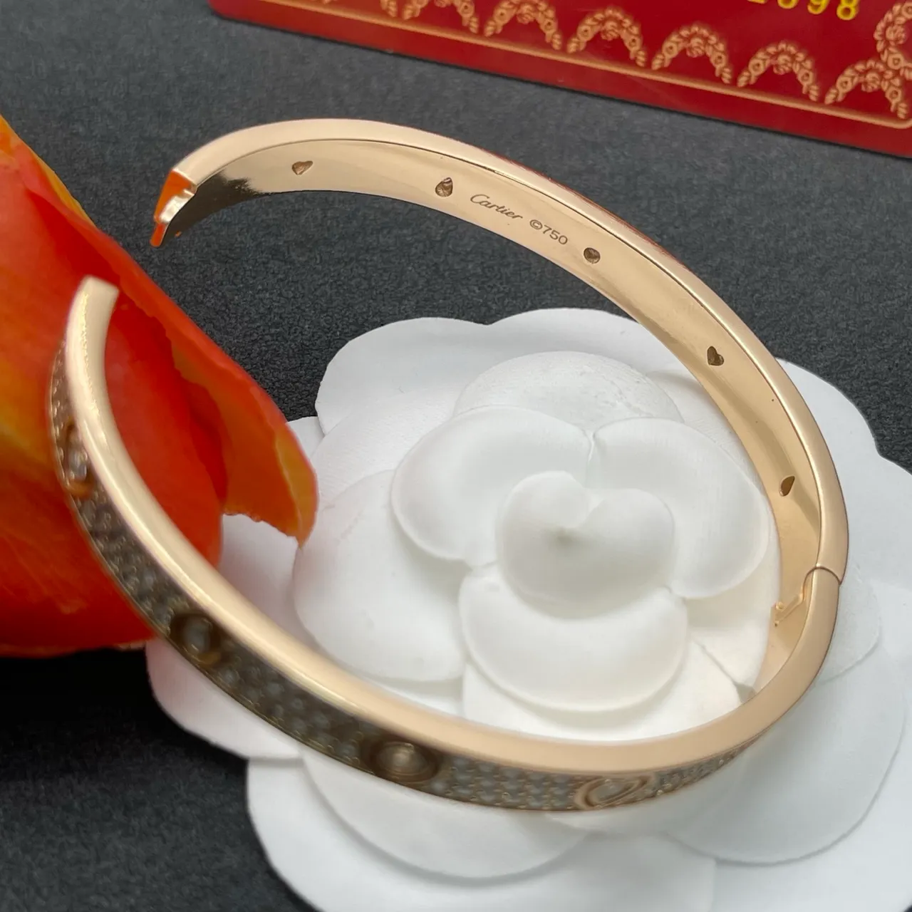 Cartier Juste un Clou Pavé Heart Teardrop Rose Gold Bracelet 3