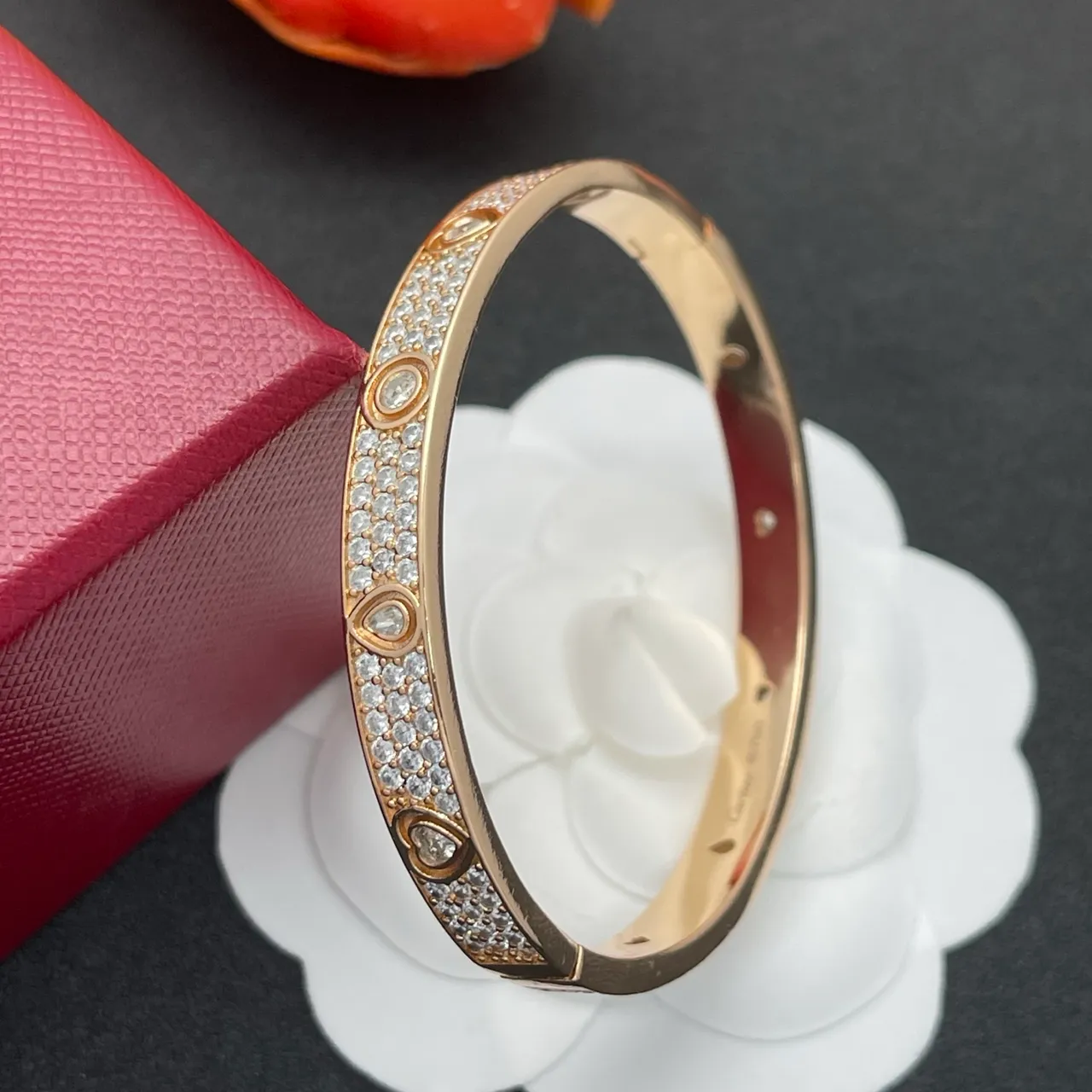 Cartier Juste un Clou Pavé Heart Teardrop Rose Gold Bracelet 5