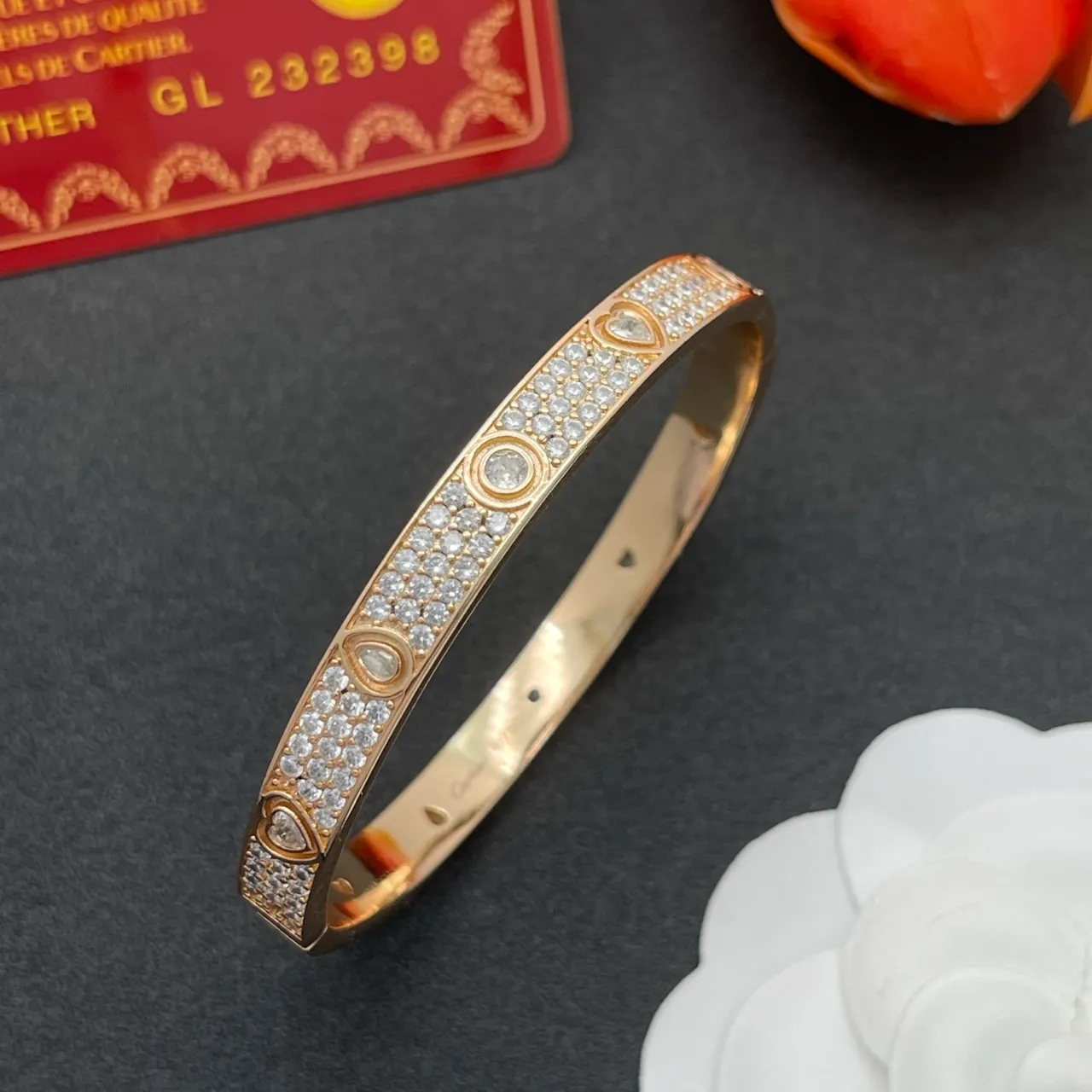 Cartier Juste un Clou Pavé Heart Teardrop Rose Gold Bracelet 6
