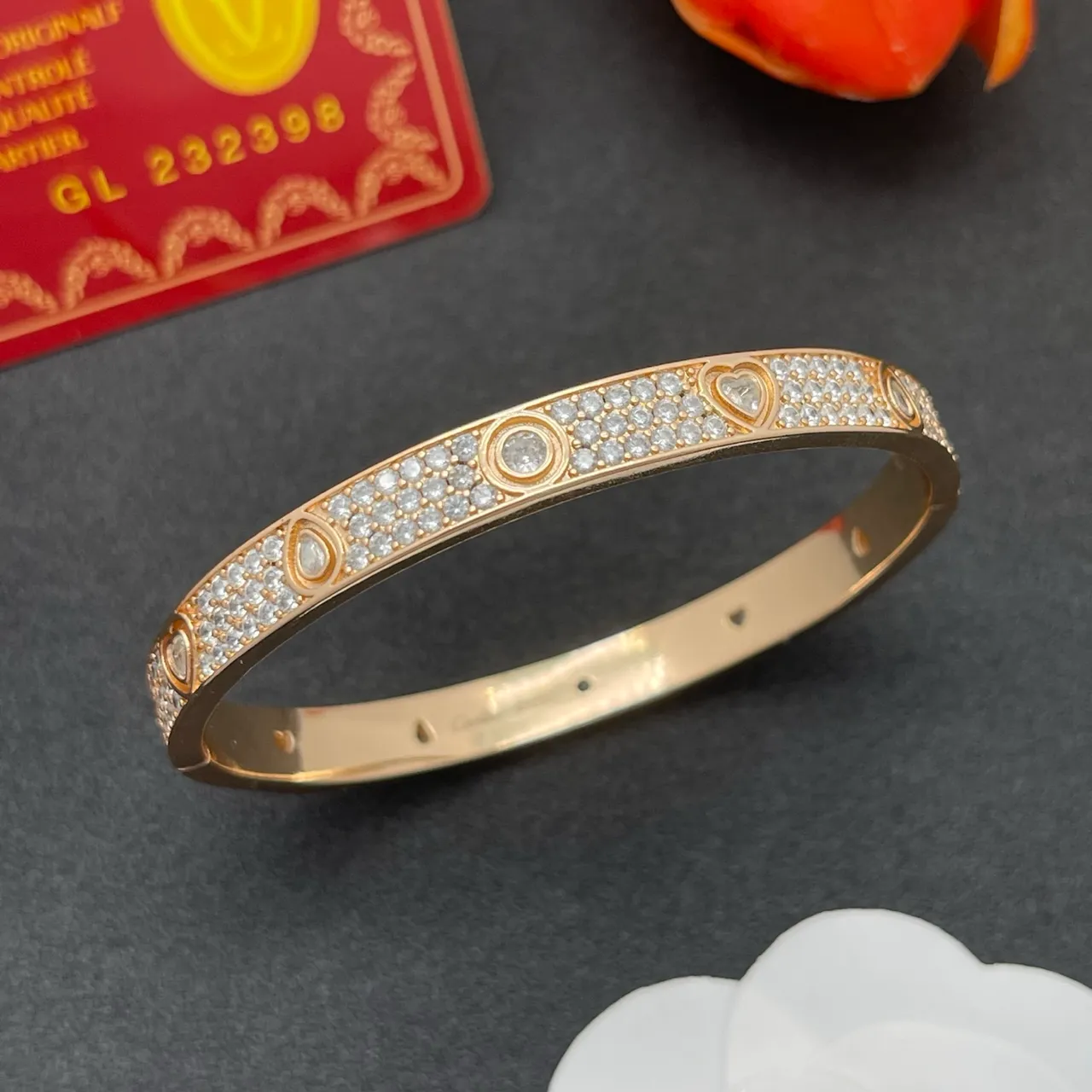 Cartier Juste un Clou Pavé Heart Teardrop Rose Gold Bracelet 8