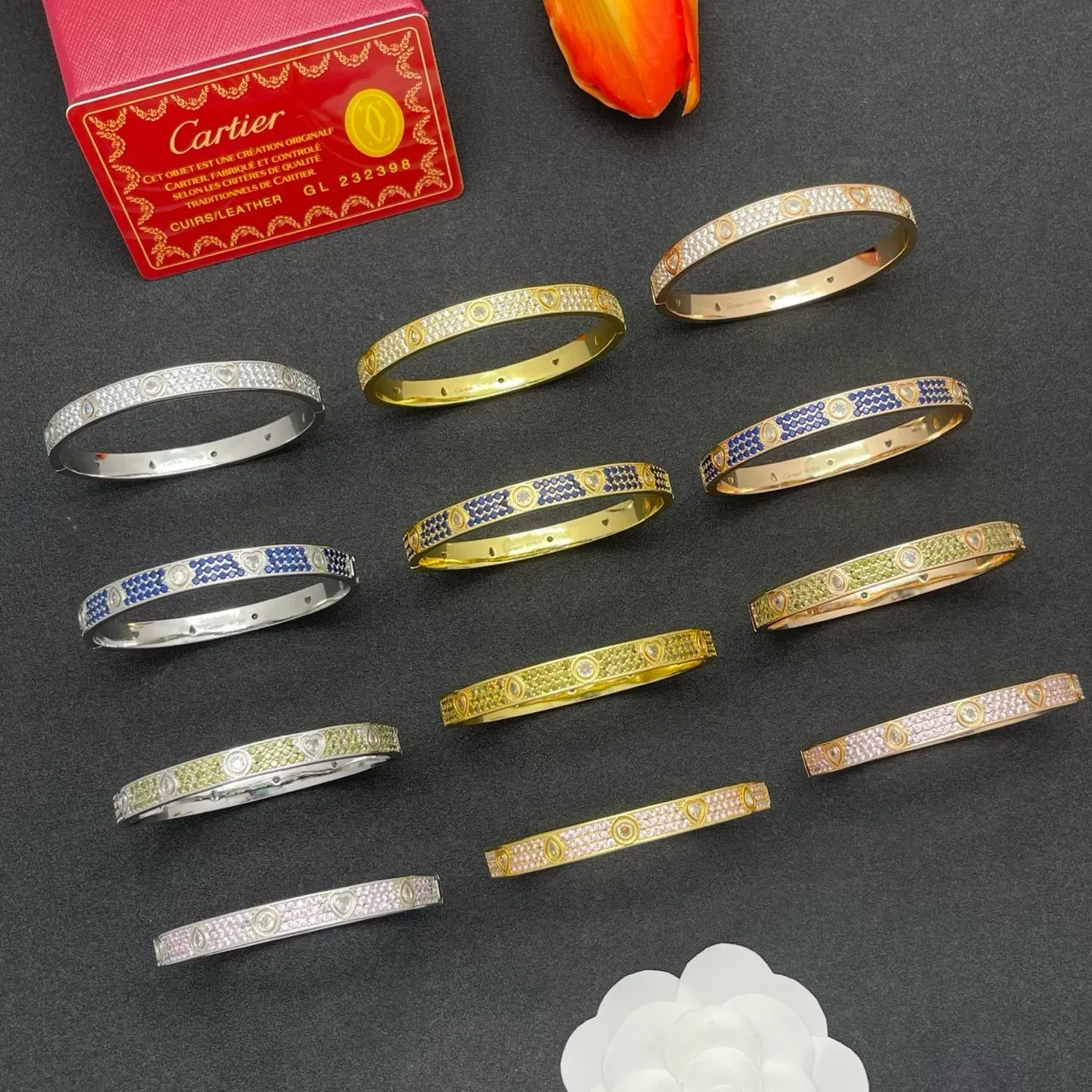 Cartier Juste un Clou Pink Pavé Heart Bangle Bracelet 2