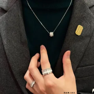 Cartier Juste un Clou فضة/ذهب أسطواني معلق حلقات متداخلة ذات أخاديد قلادة