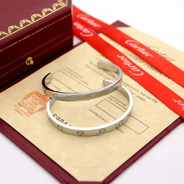 سوار Cartier Love نمط البراغي معدن مصقول سوار كف 4