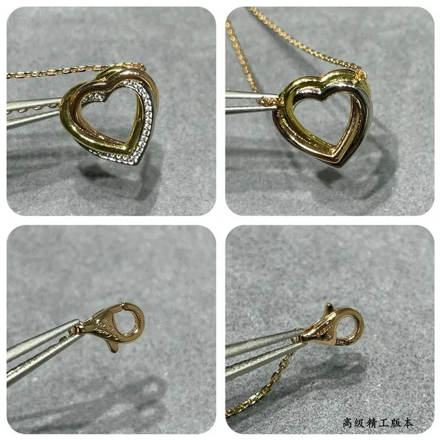 Cartier Love Gold Black Double-Heart Openwork Pendant Two-Tone Necklace 5