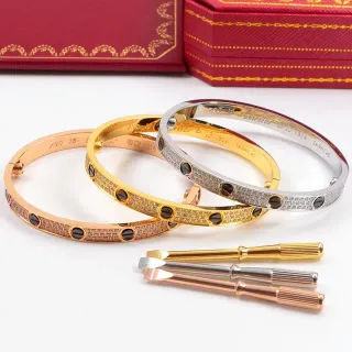 Cartier Love ذهب فضة Pavé-Set Screw-Motif سوار