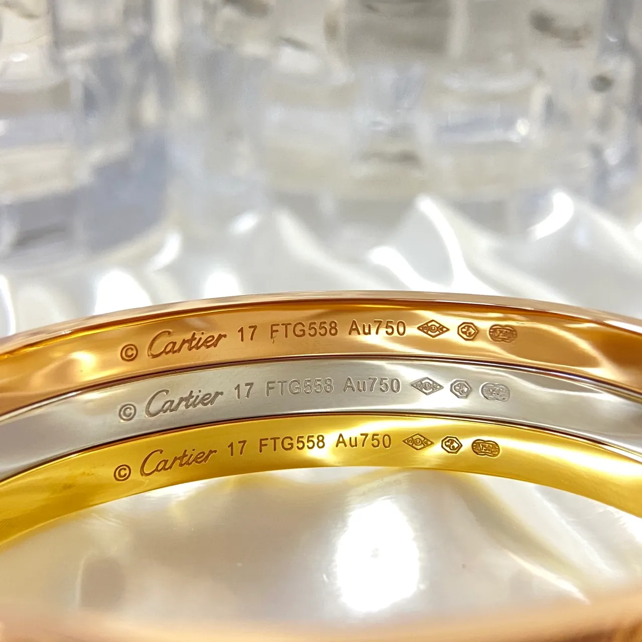 Cartier Love ذهبي فضي Pavé-Set Triple-Tone إسوارة 3