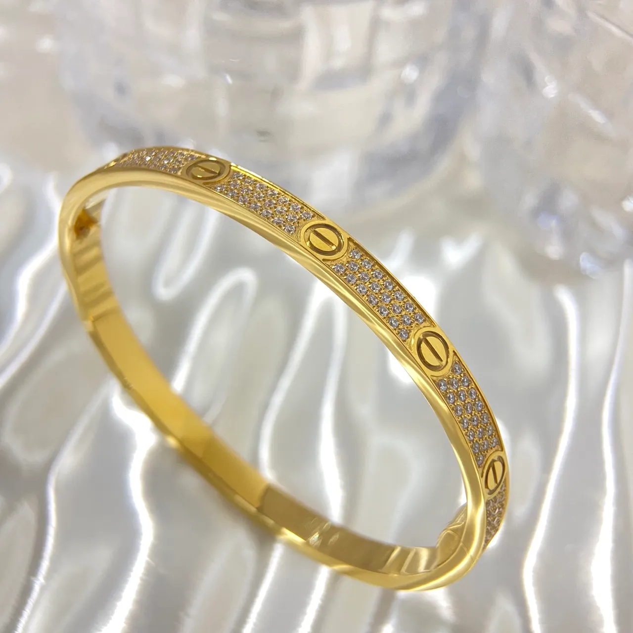 Cartier Love ذهبي فضي Pavé-Set Triple-Tone إسوارة 4