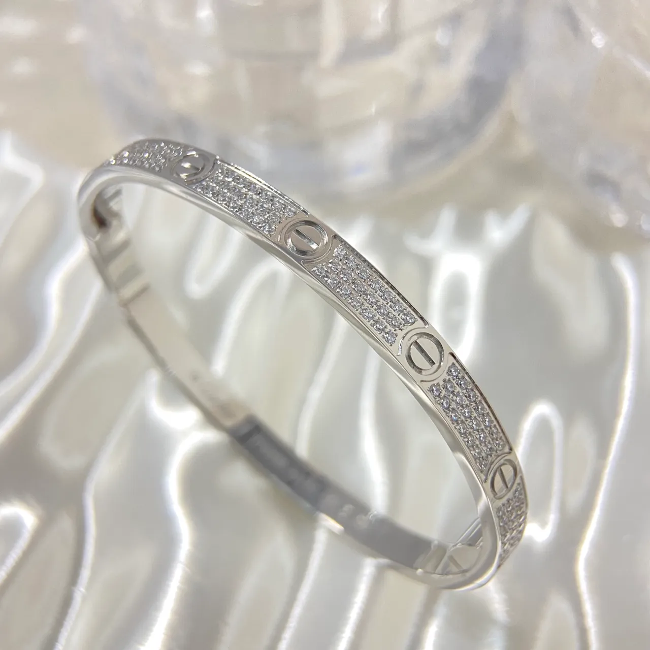 Cartier Love ذهبي فضي Pavé-Set Triple-Tone إسوارة 5