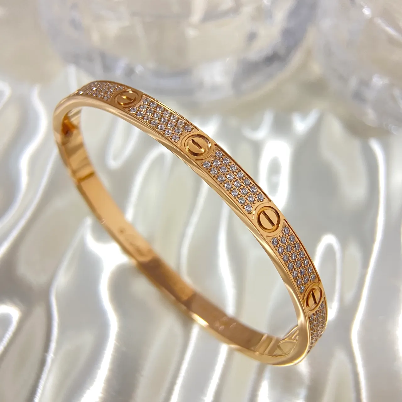 Cartier Love ذهبي فضي Pavé-Set Triple-Tone إسوارة 6