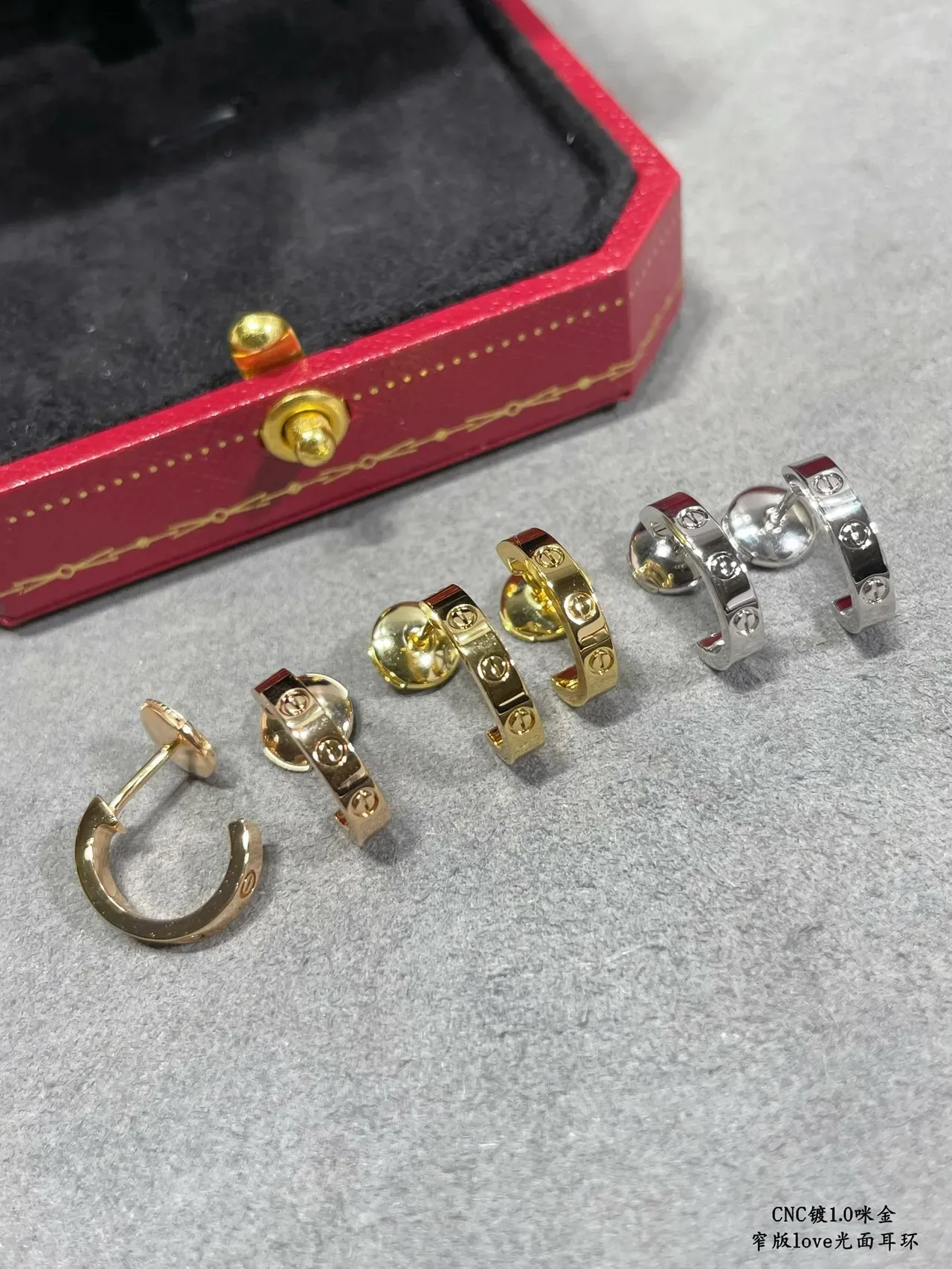 Cartier Love Narrow Polished Hoop Earrings 7