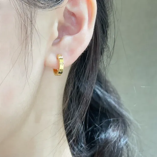 Cartier Love Narrow Polished Hoop Earrings 8