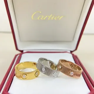 Cartier Love Ring ফ্লুটেড রিজড ব্যান্ড স্ক্রু-সেট ডায়মন্ড রিং
