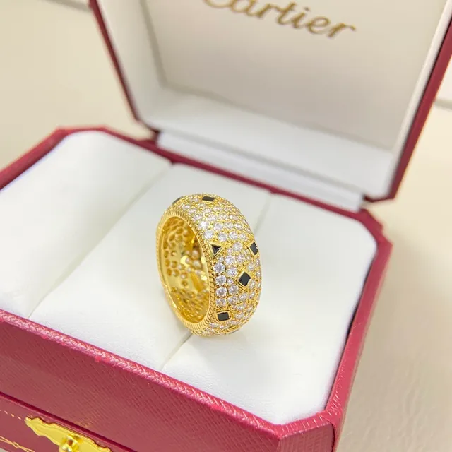 Cartier Panthère Gold Black Wide Band Pavé-Set Ring 5