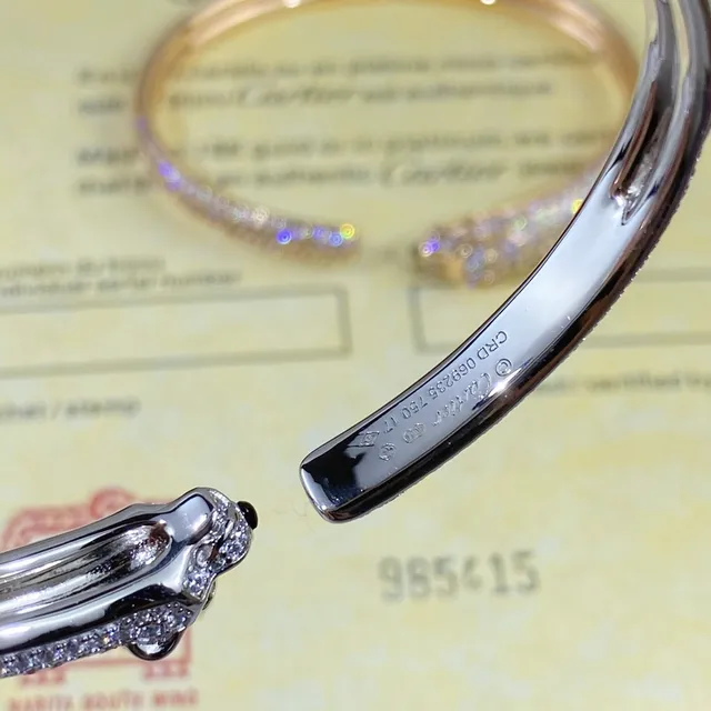 Cartier Panthère Pavé Diamond Panther Head Bangle Bracelets 4