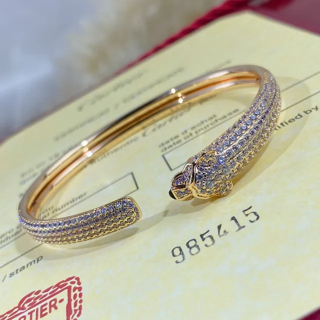 Cartier Panthère Pavé Diamond Panther Head Bangle Bracelets 8