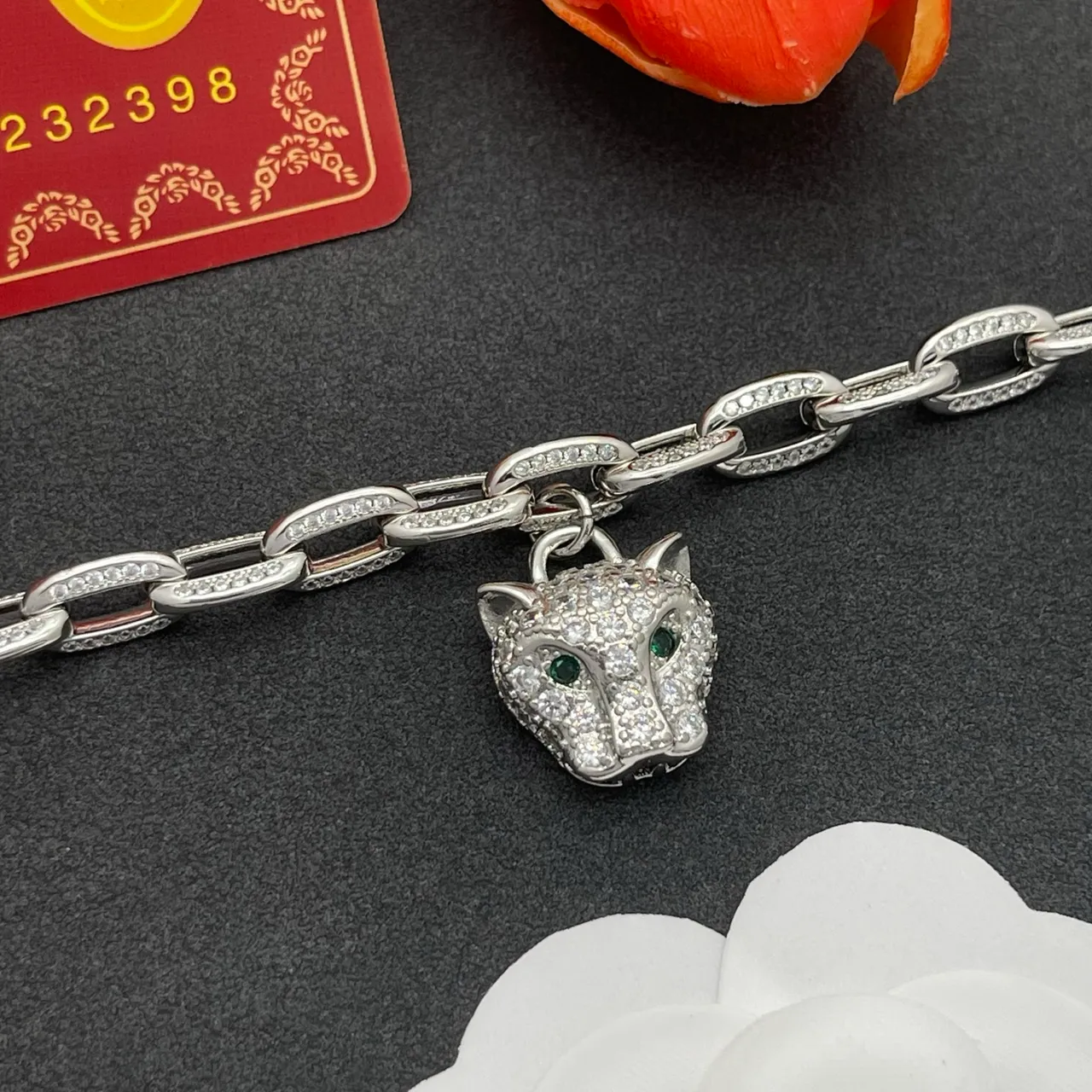 Cartier Panthère Pavé Panther Head Link Bracelet 7