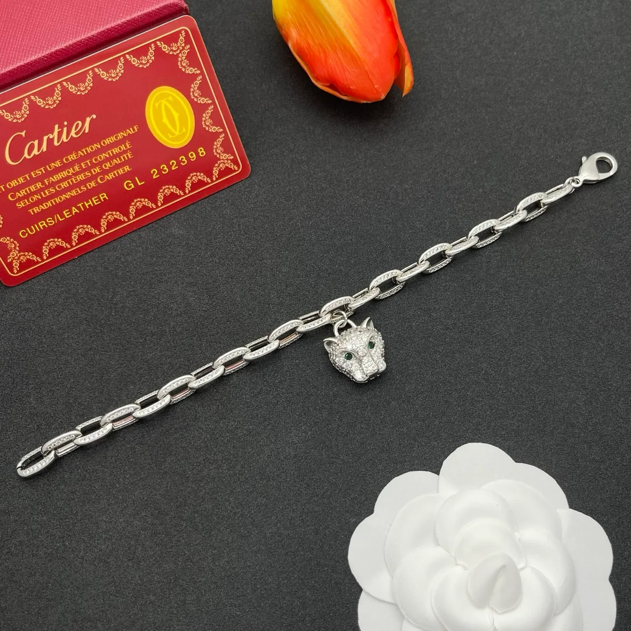 Cartier Panthère Pavé Panther Head Link Bracelet 8