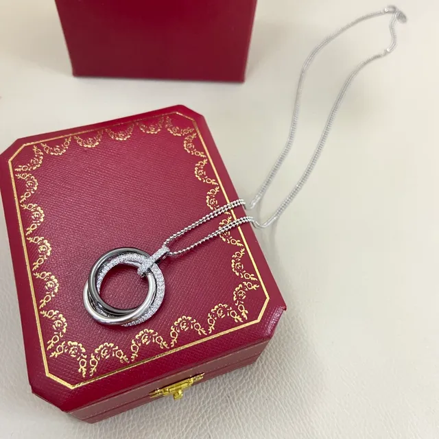 Cartier Trinity Pavé Diamond Interlocking Rings Necklace 5