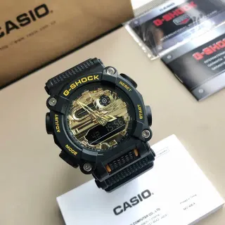 卡西欧黑金防摔树脂表壳模拟数字混合腕表