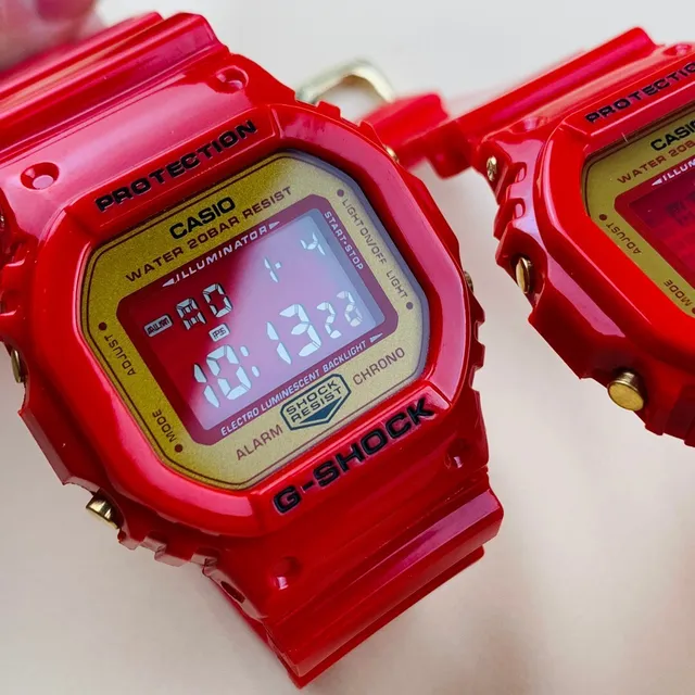 Casio G-Shock DW-5600 Red and Gold Sports Watch 5