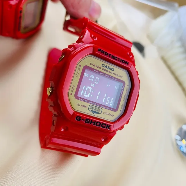 Casio G-Shock DW-5600 Red and Gold Sports Watch 7