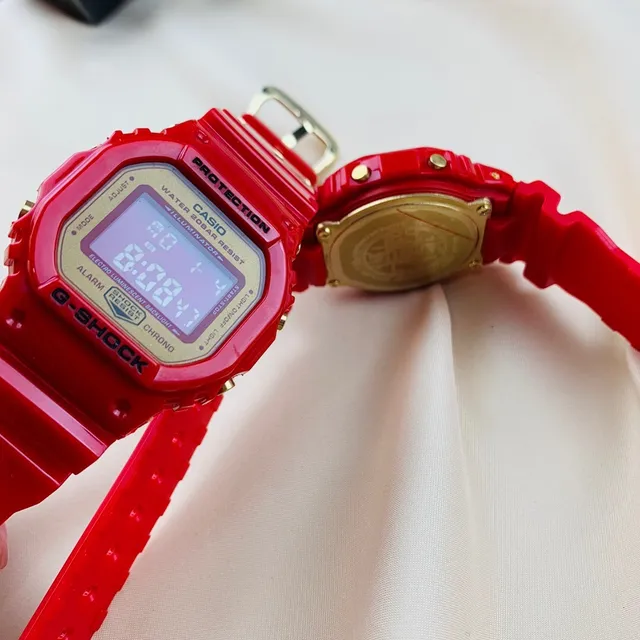 Casio G-Shock DW-5600 Red and Gold Sports Watch 8