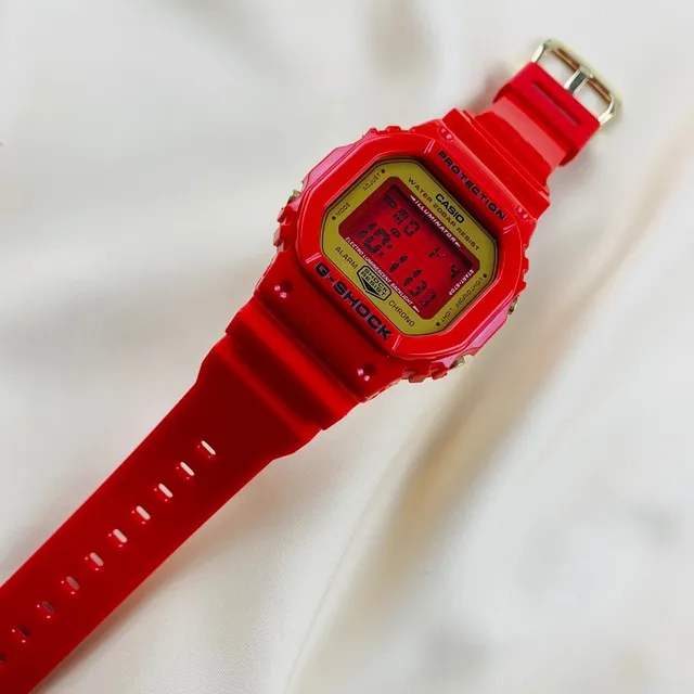 Casio G-Shock DW-5600 Red and Gold Sports Watch 9