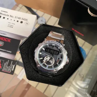 Casio G-Shock Silver Black Analog-Digital Hybrid Stainless Steel Case Watch