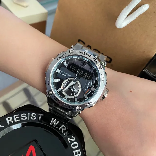 Casio G-Shock Silver Black Analog-Digital Hybrid Stainless Steel Case Watch 3