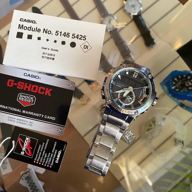 Casio G-Shock Silver Black Analog-Digital Hybrid Stainless Steel Case Watch 4