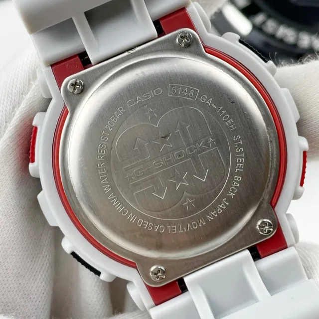 Casio G-Shock White and Red Analog-Digital Sports Watch 4