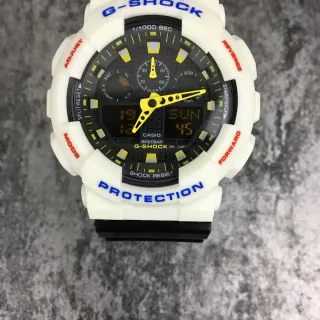 Casio White Black Chunky Resin Case Analog-Digital Hybrid Dial Watch
