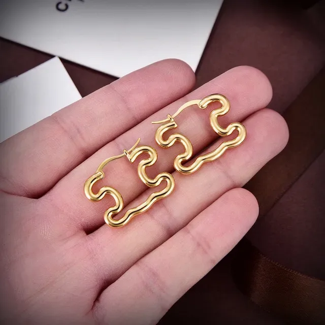 سيلين Abstract Wavy Hoop أقراط ذهبية 4