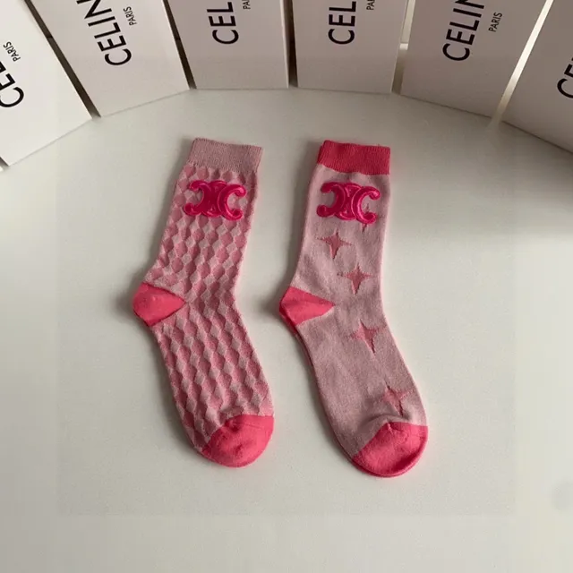 Celine Embroidered Logo Pink Socks 2