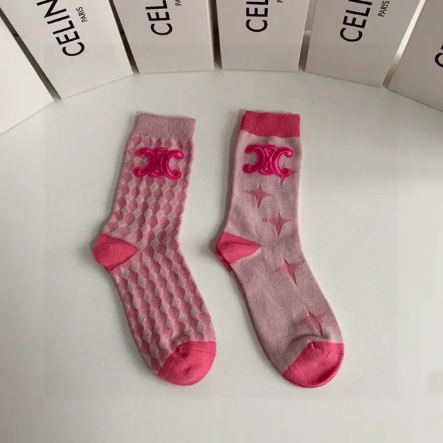 Celine Embroidered Logo Pink Socks 3