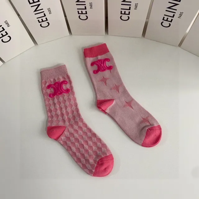 Celine Embroidered Logo Pink Socks 4