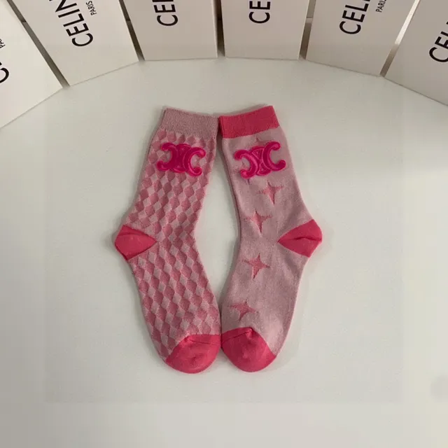 Celine Embroidered Logo Pink Socks 7