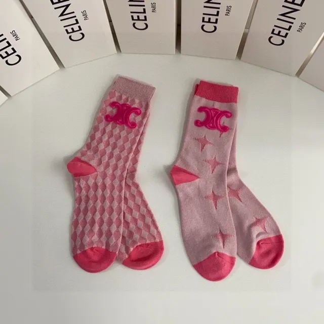 Celine Embroidered Logo Pink Socks 9