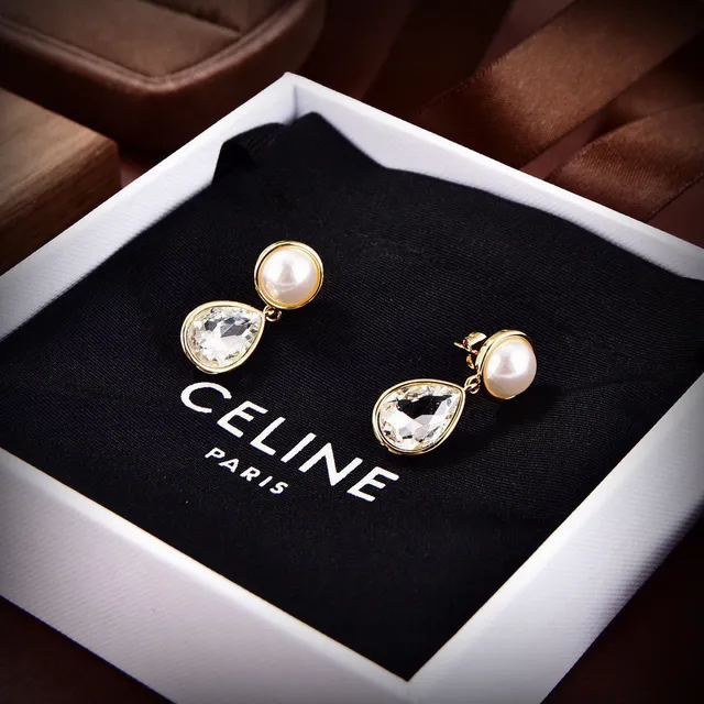 Celine Pérola e Cristal Gotinha Brincos Pendentes 2