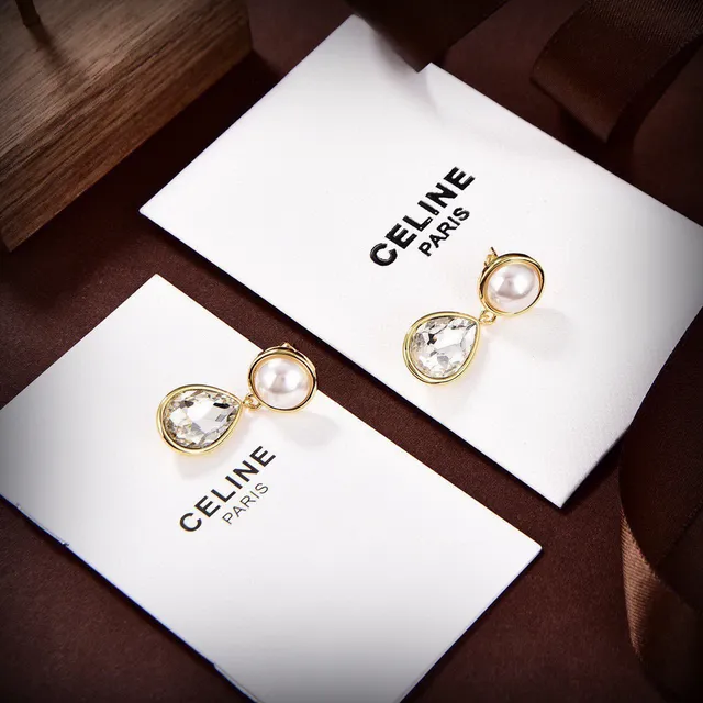 Celine Pérola e Cristal Gotinha Brincos Pendentes 4