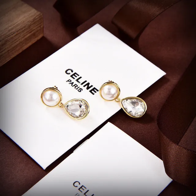 Celine Pérola e Cristal Gotinha Brincos Pendentes 6