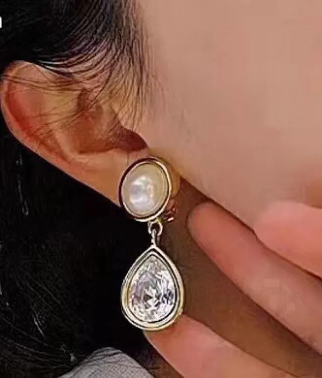 Celine Pérola e Cristal Gotinha Brincos Pendentes 7